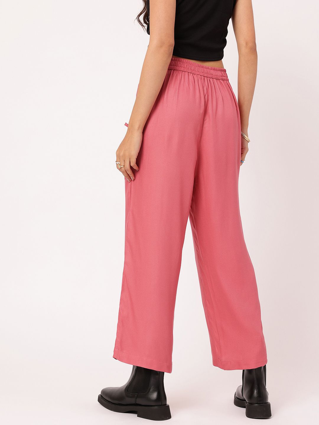 DressBerry Women Contemporary Comfort Relaxed Fit Trousers with Box Pockets
