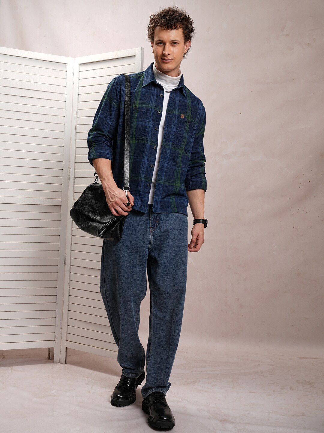 LOCOMOTIVE Premium Dobby Textured Checked Utility Pocket Overshirt