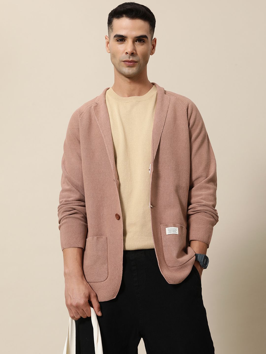 Mr Bowerbird Tailored Fit Lightweight Knitted Single-Breasted Casual Blazer