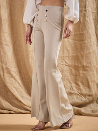 SASSAFRAS Women Smart Flared High-Rise Trousers