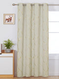 URBAN SPACE Gold Foil Beige Printed Cotton Black Out Window Curtain