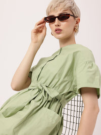 DressBerry Box Pockets A-Line Mini Dress With Fabric Belt