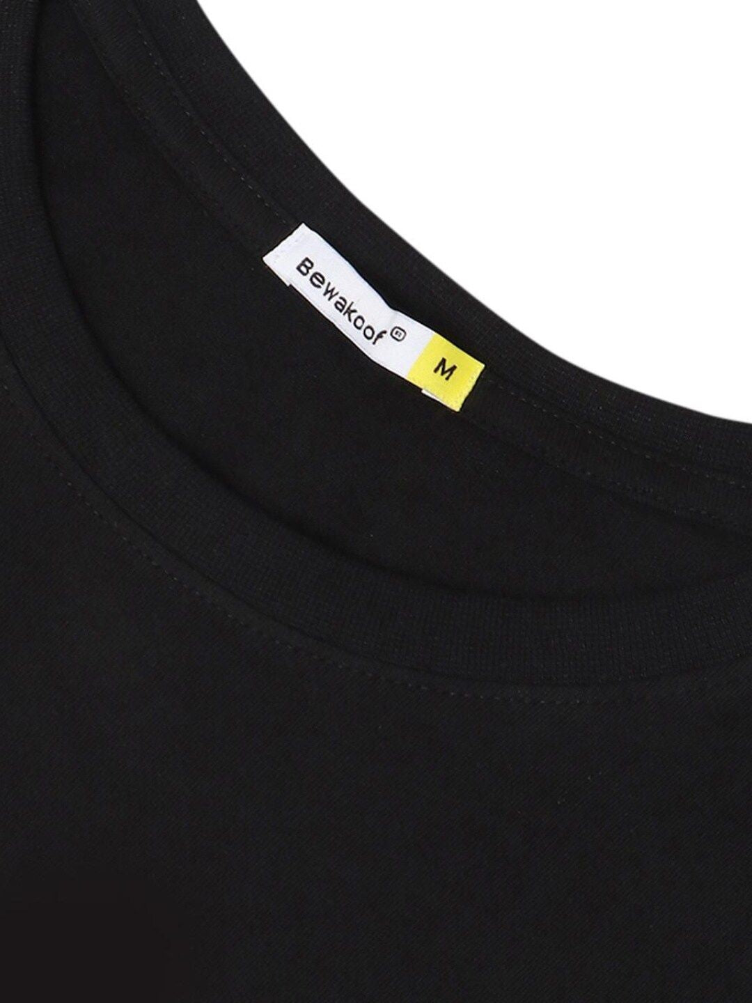 Bewakoof Men Black Printed Pure Cotton  T-shirt