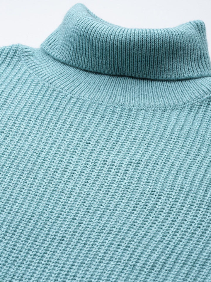DressBerry Full Sleeves High Neck Colourblocked Mini Sweater Dress