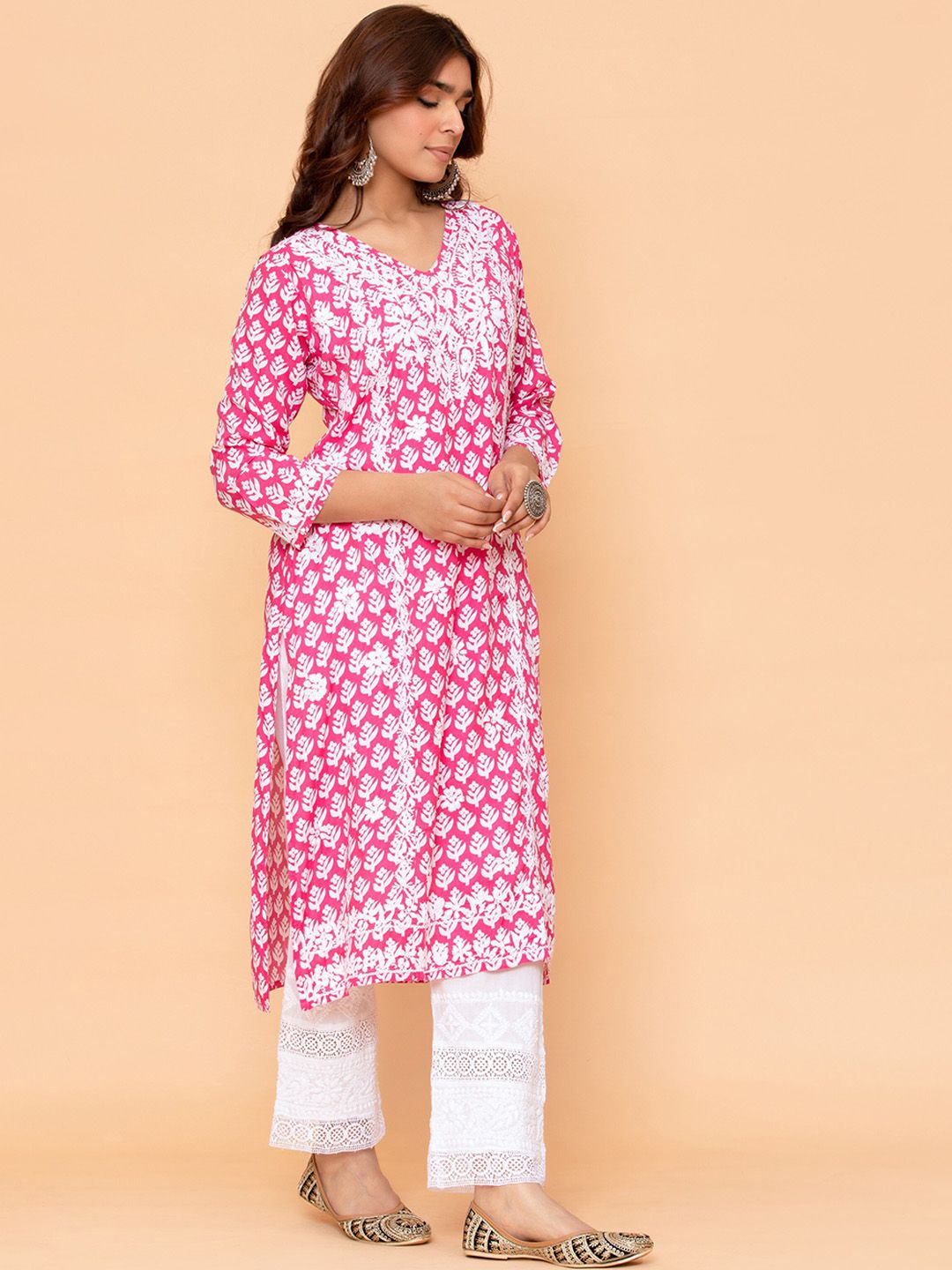 HOUSE OF KARI Floral Yoke Design Straight Kurta
