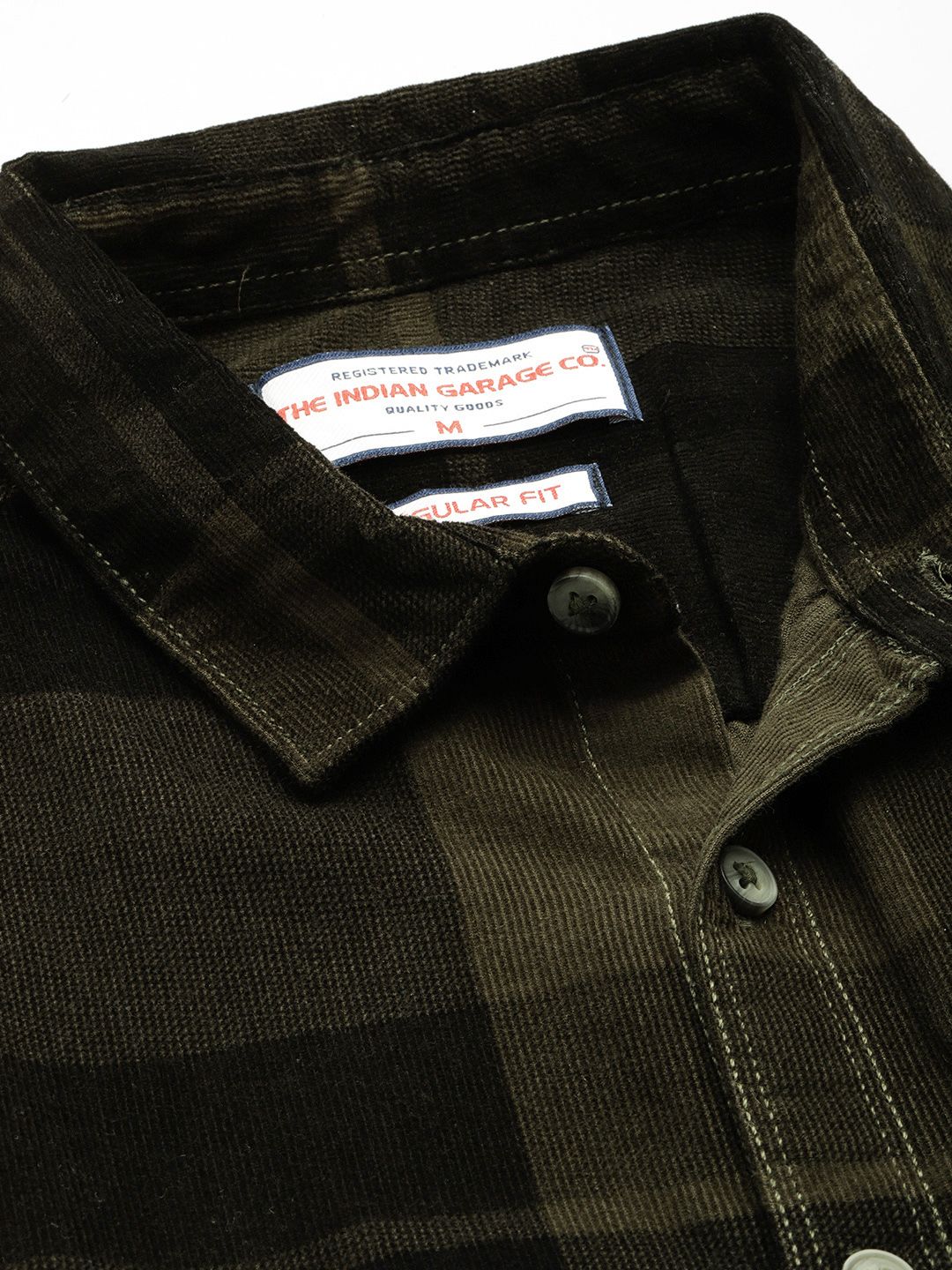 The Indian Garage Co Pure Cotton Checked Corduroy Casual Shirt