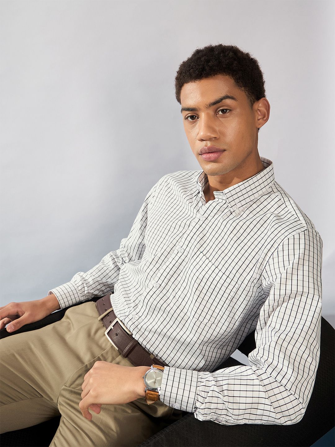DENNISON Men Smart Micro Checks Formal Shirt