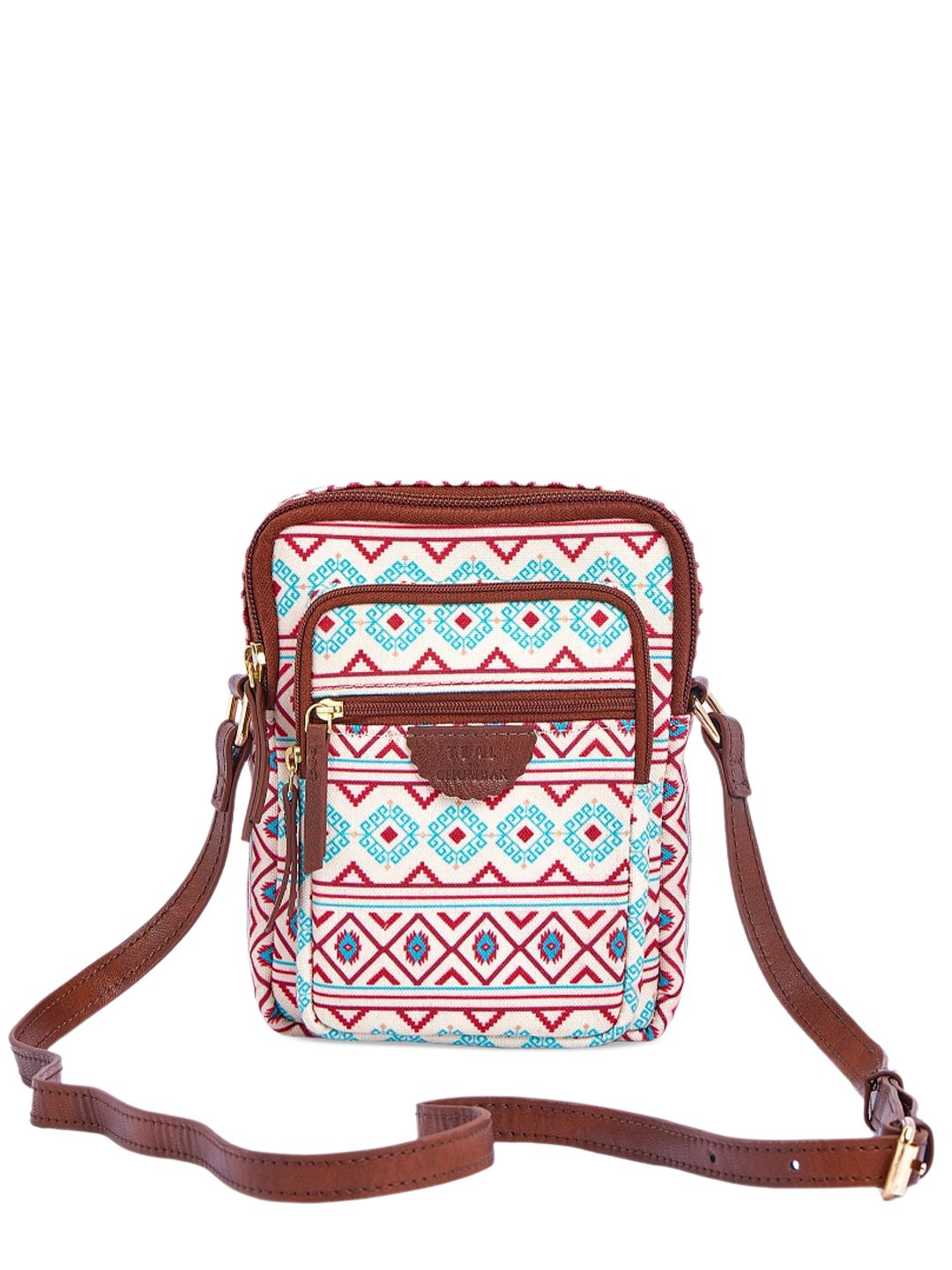 TEAL BY CHUMBAK Ethnic Motifs Printed Structured Sling Bag