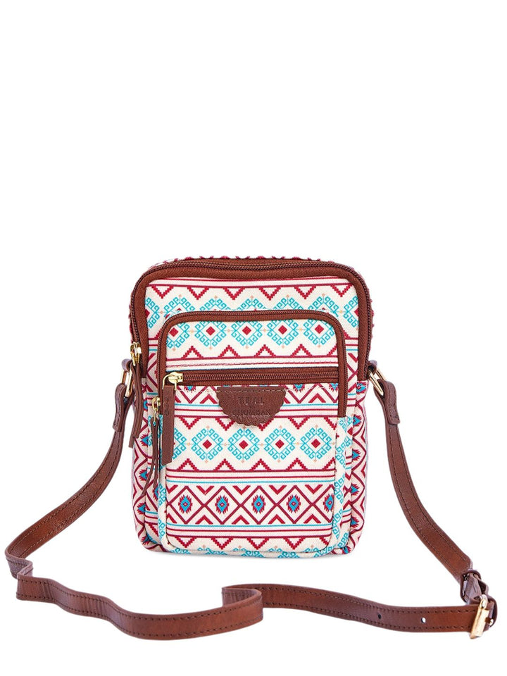 TEAL BY CHUMBAK Ethnic Motifs Printed Structured Sling Bag