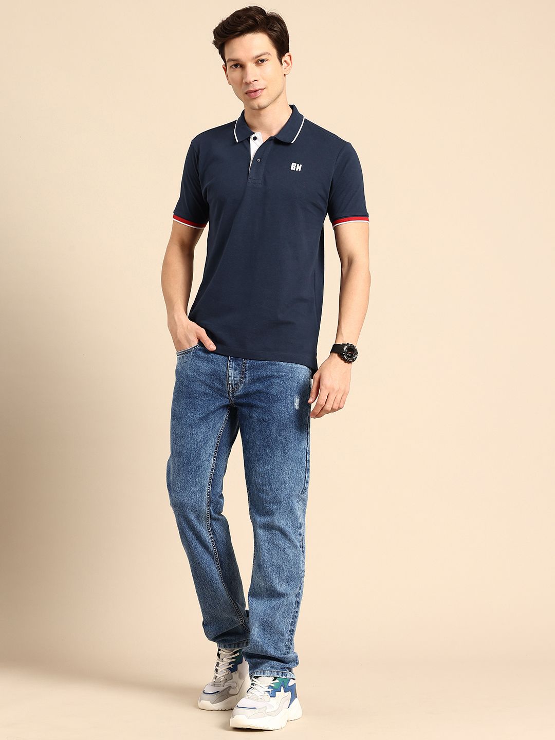 Being Human Polo Collar Pure Cotton T-shirt
