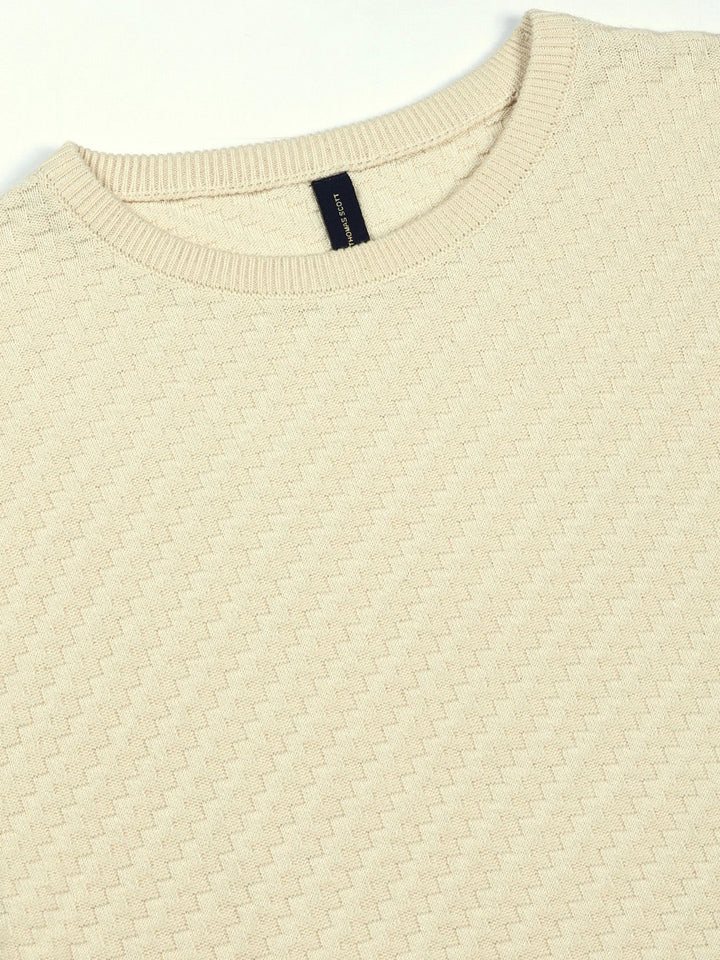 Thomas Scott Men Knit Textured Round Neck T-shirt