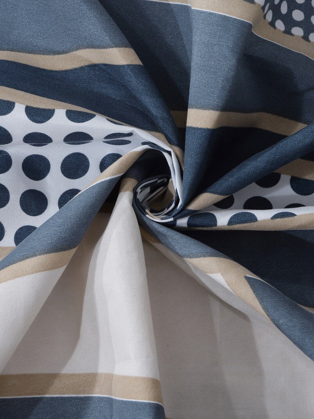 KLOTTHE Blue & Beige Geometric Printed 300 TC Fitted Single Bedsheet & Pillow Cover