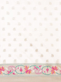 Saree mall Off White Solid Silk Blend Banarasi Sarees