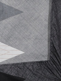 KLOTTHE Grey & White Geometric Printed 300 TC Fitted Single Bedsheet & Pillow Cover