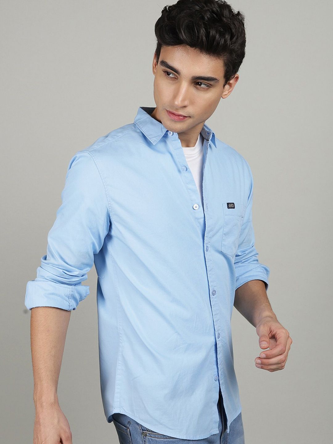 The Indian Garage Co Men Blue Comfort Cotton Casual Shirt