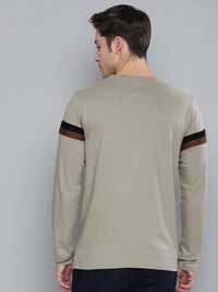 DILLINGER Men Grey  Black Striped Cotton Pure Cotton T-shirt