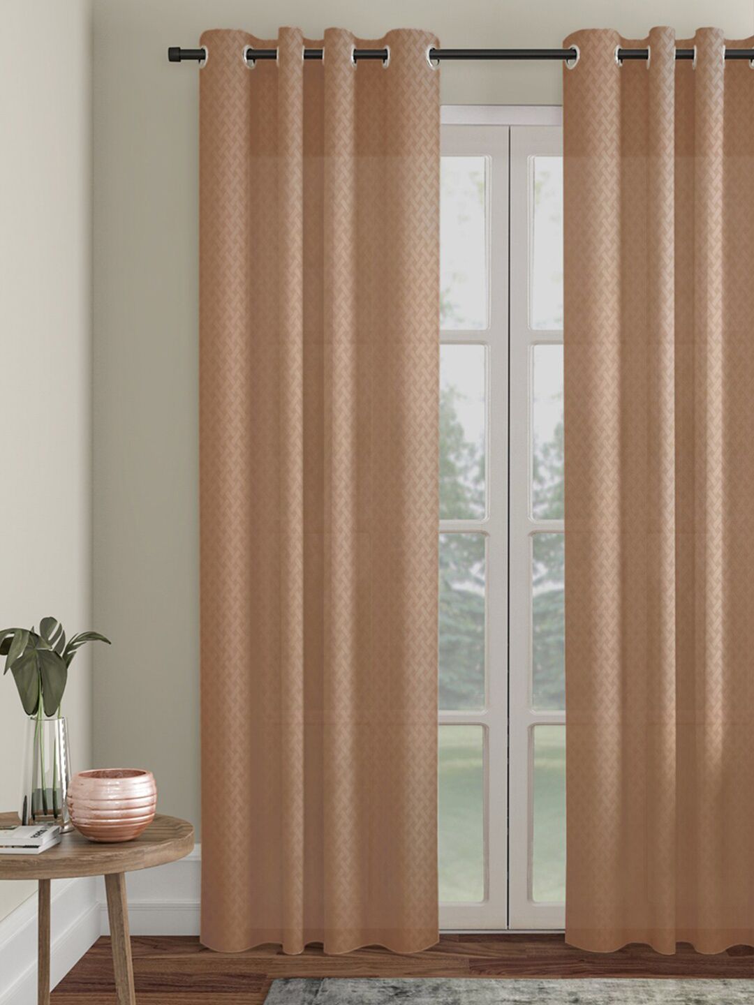 HOSTA HOMES Beige Geometric Door Curtain