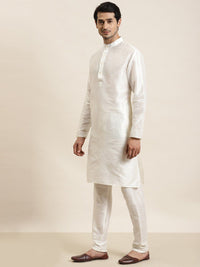 SOJANYA Mandarin Collar Straight Regular Kurta With Churidar & Nehru Jacket