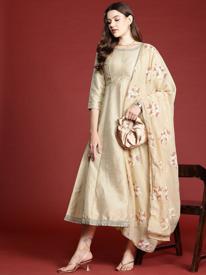 all about you Midi Fit & Flare Ethnic Dress with Dupatta