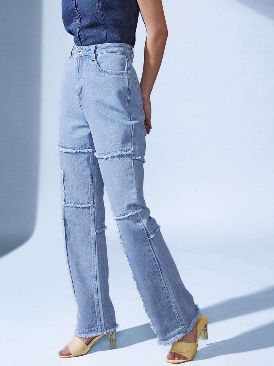 STREET 9 Women Smart Straight Fit High-Rise Slash Knee Jeans