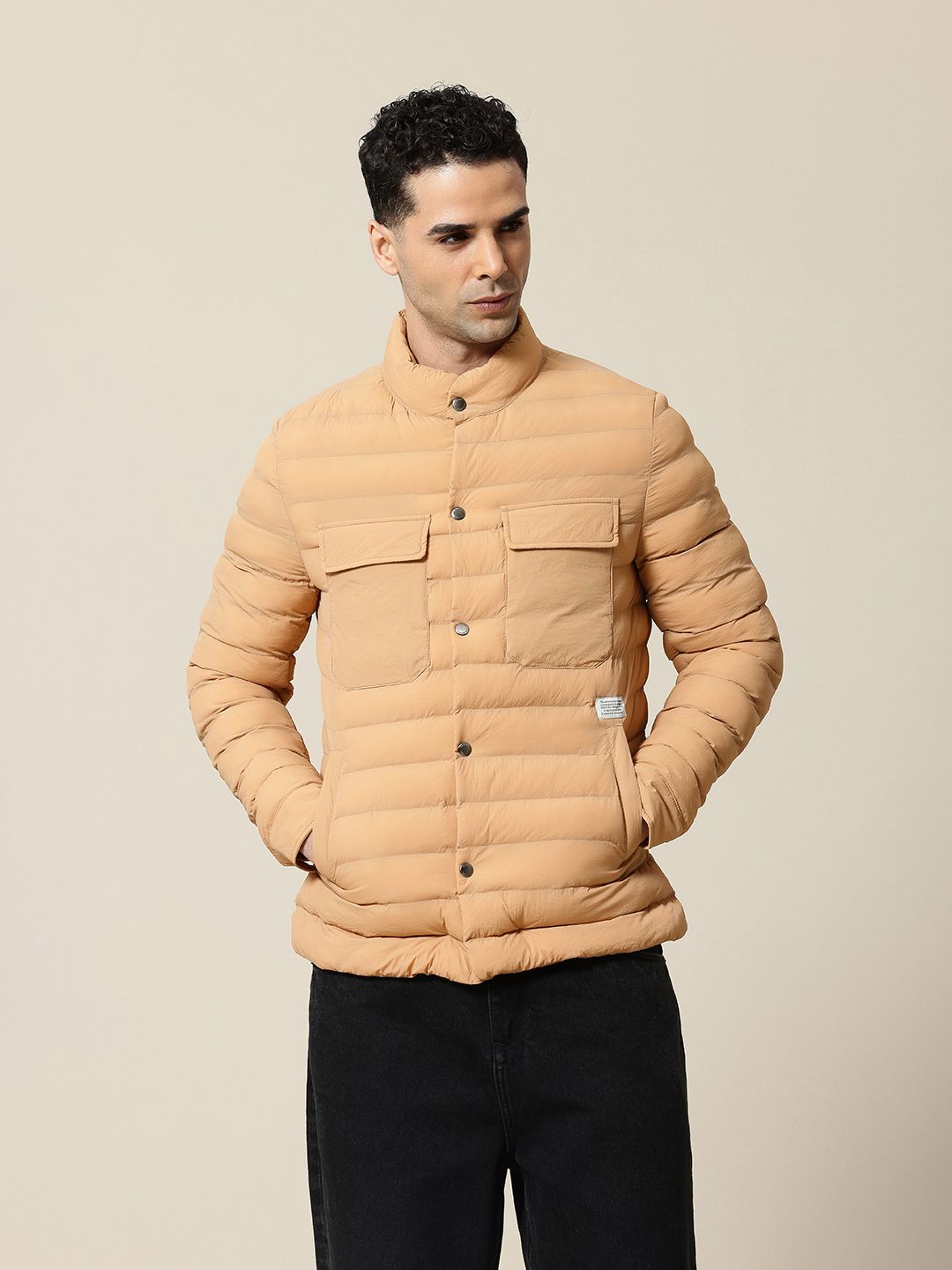 Mr Bowerbird Band Collar Tailored Fit Puffer Jacket