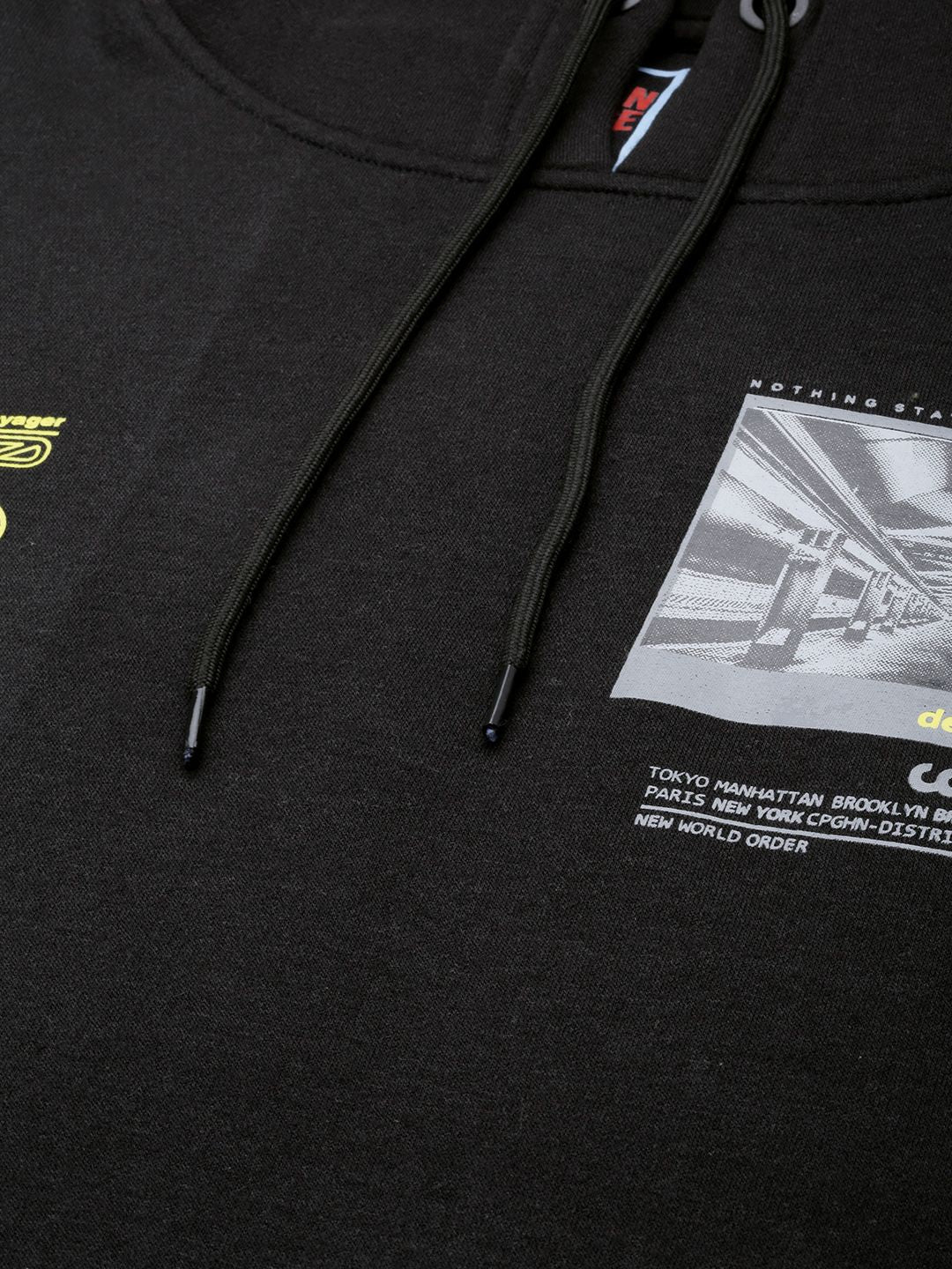 The Indian Garage Co Men Black Printed Hooded Sweatshirt