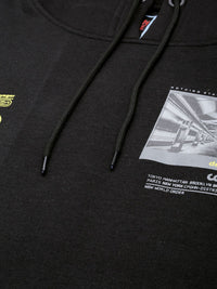The Indian Garage Co Men Black Printed Hooded Sweatshirt