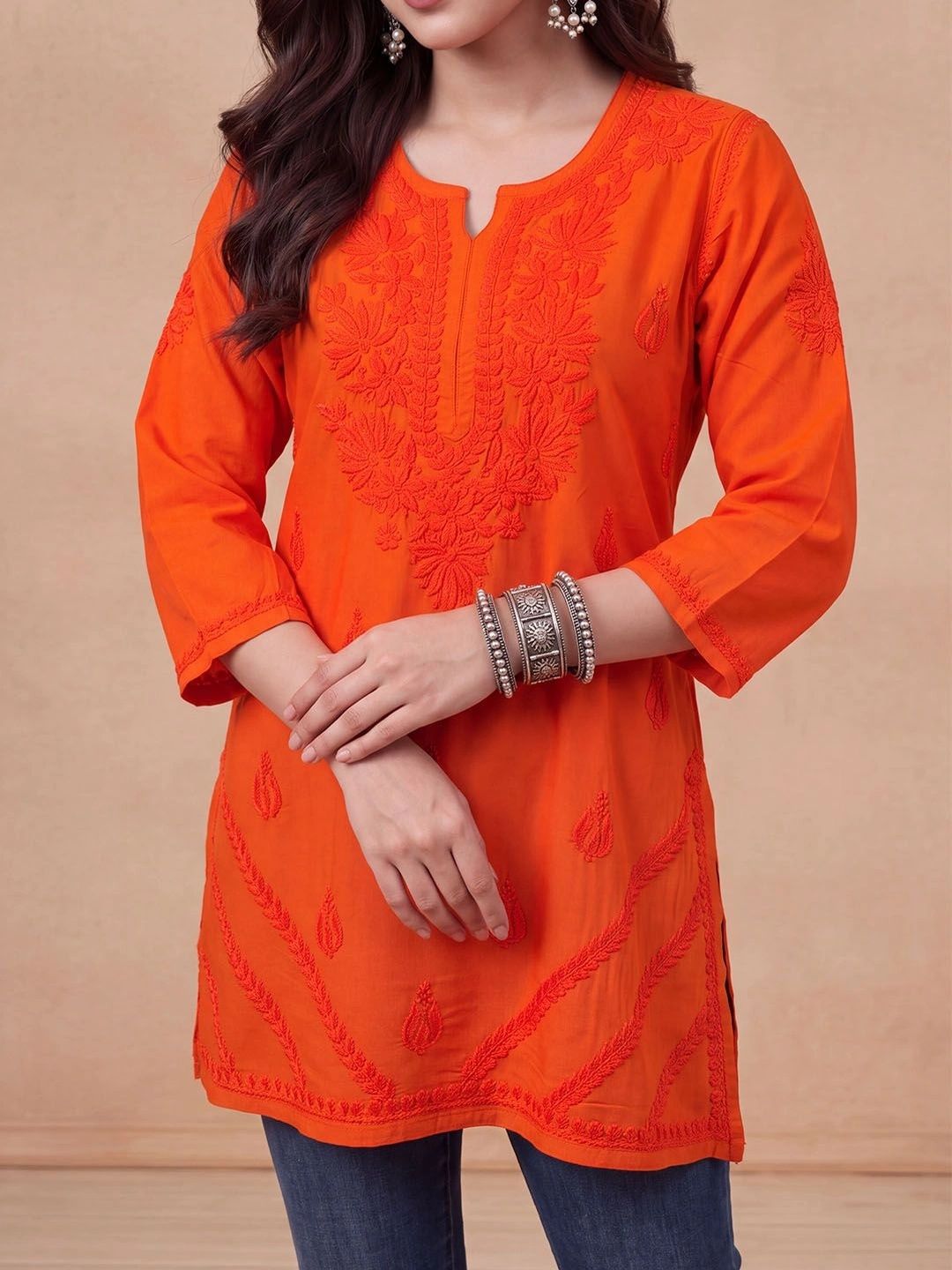 Rumah Wanita Chikankari Sulam Kurta Chikankari