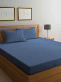 KLOTTHE Blue Striped Cotton 300 TC King Fine Bedsheet with 2 Pillow Covers-98 x 87 inches