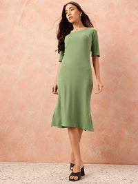 all about you Cotton Ribbed Side Slits Sheath Midi Dress
