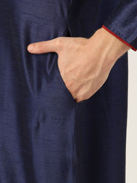 SOJANYA Lelaki Navy Blue Solid Kurta Lurus
