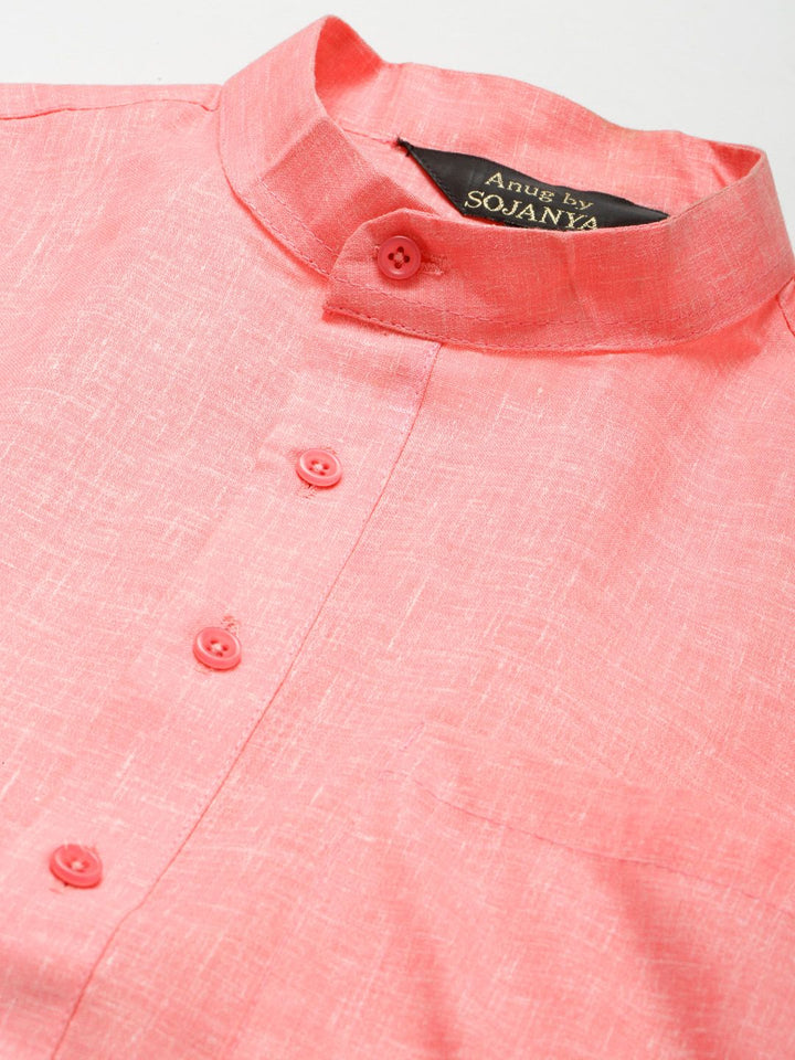 Anug by SOJANYA Men Pink Dobby Kurta