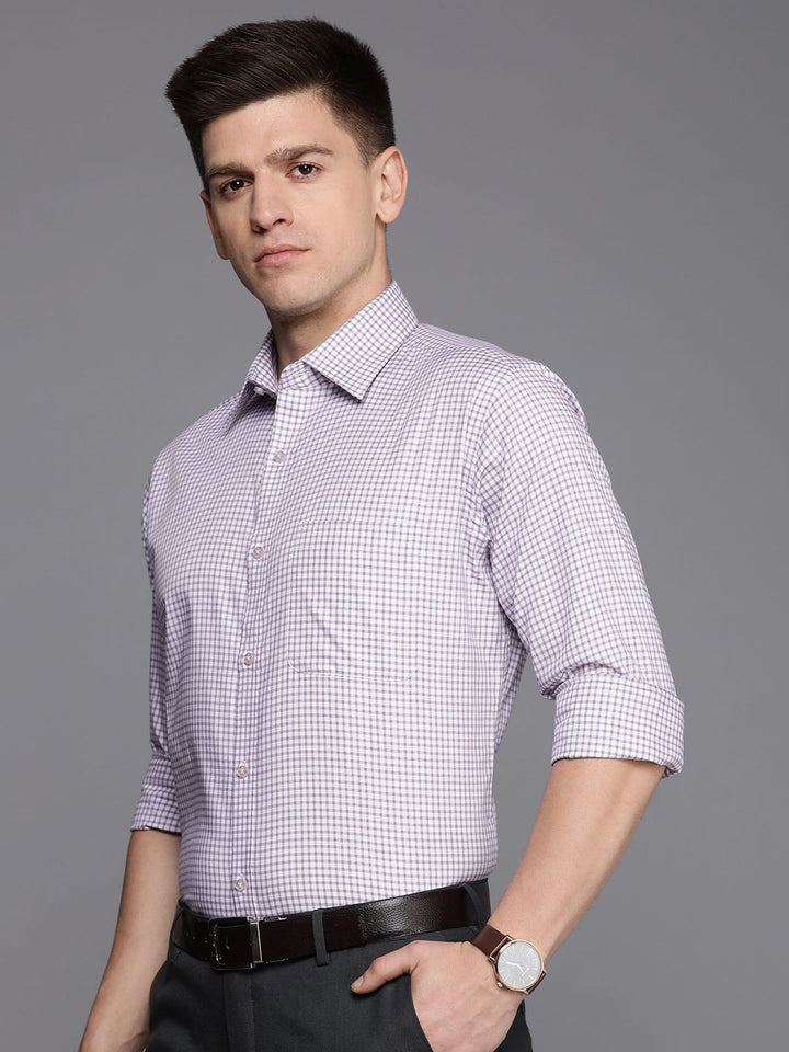 Raymond Men Slim Fit Micro Checks Pure Cotton Formal Shirt