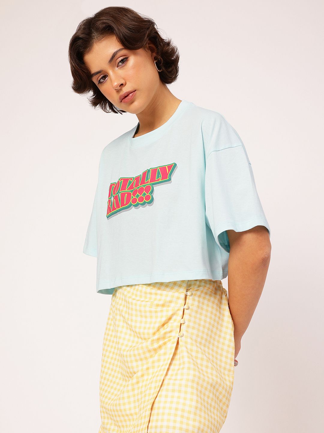 DressBerry Swag Infuser Slang Printed Boxy Crop Tee