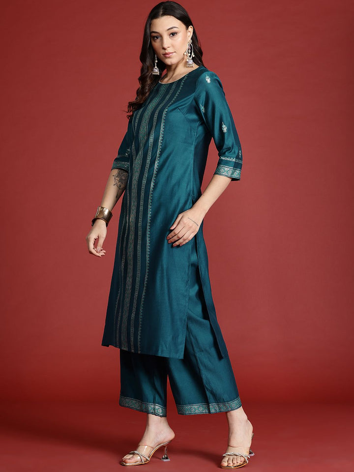 Anouk Tyohar Collection Printed Kurta with Palazzos & Dupatta