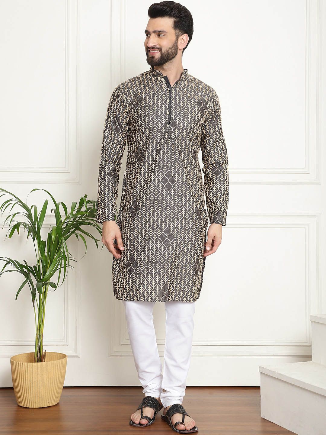 SOJANYA Kurta Kapas Tulen Sulaman dengan Churidar