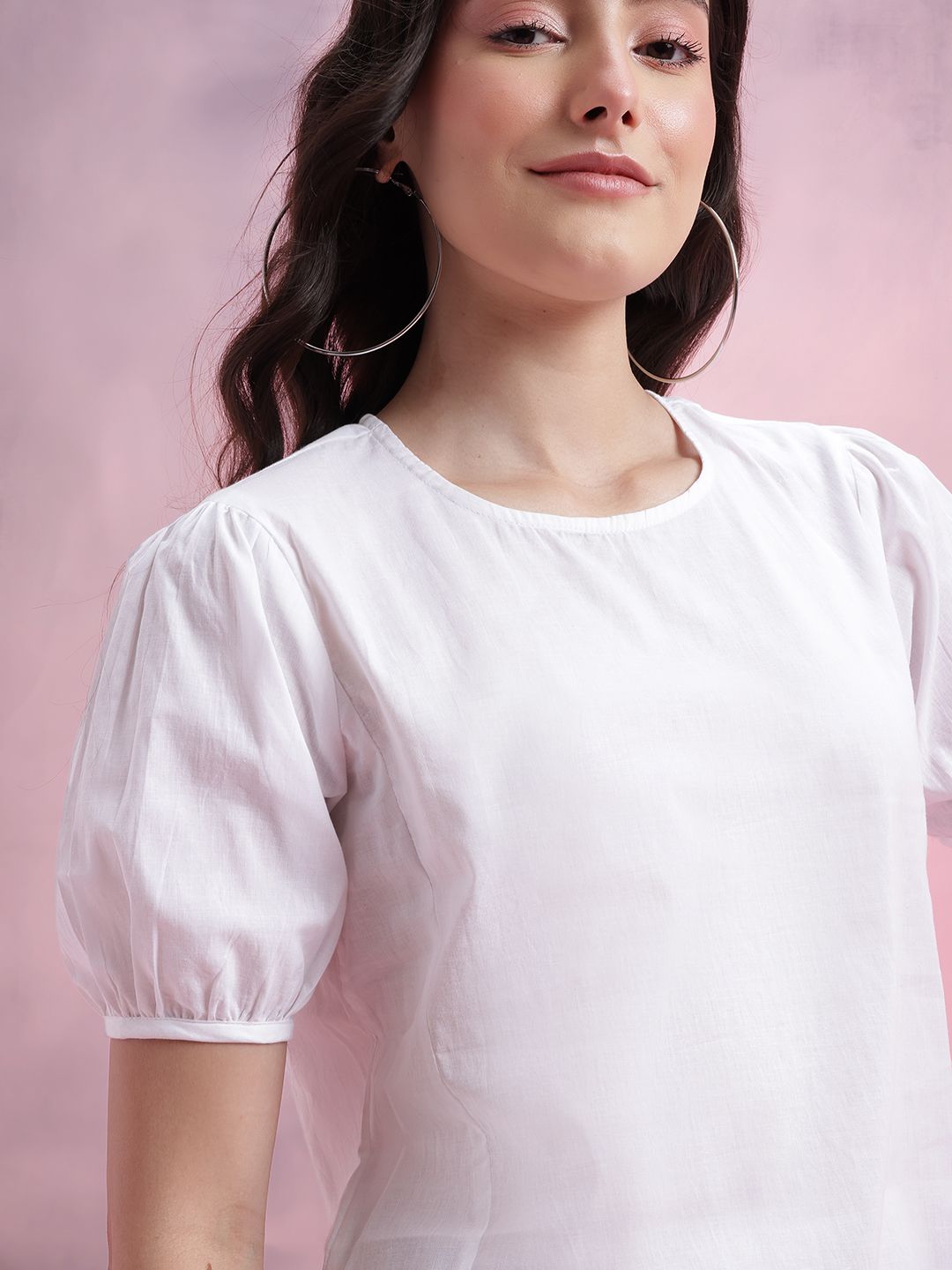 DressBerry Puff Sleeves Pure Cotton Top