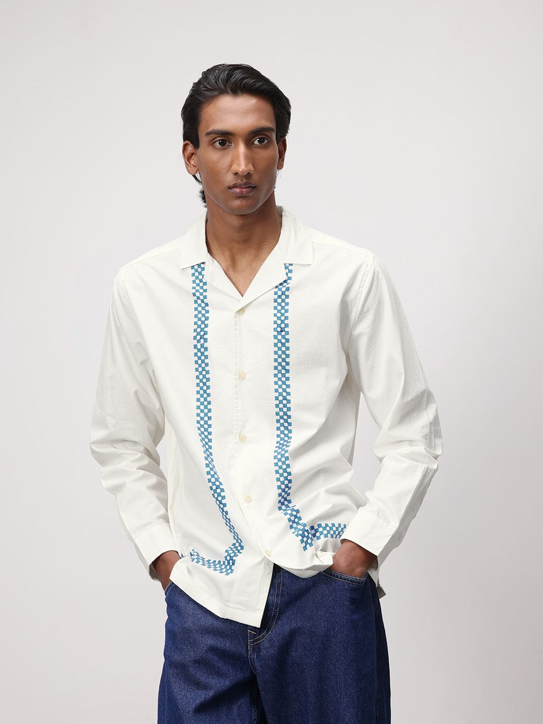 ether Artisan Hand Block Geometric Printed Casual Shirt