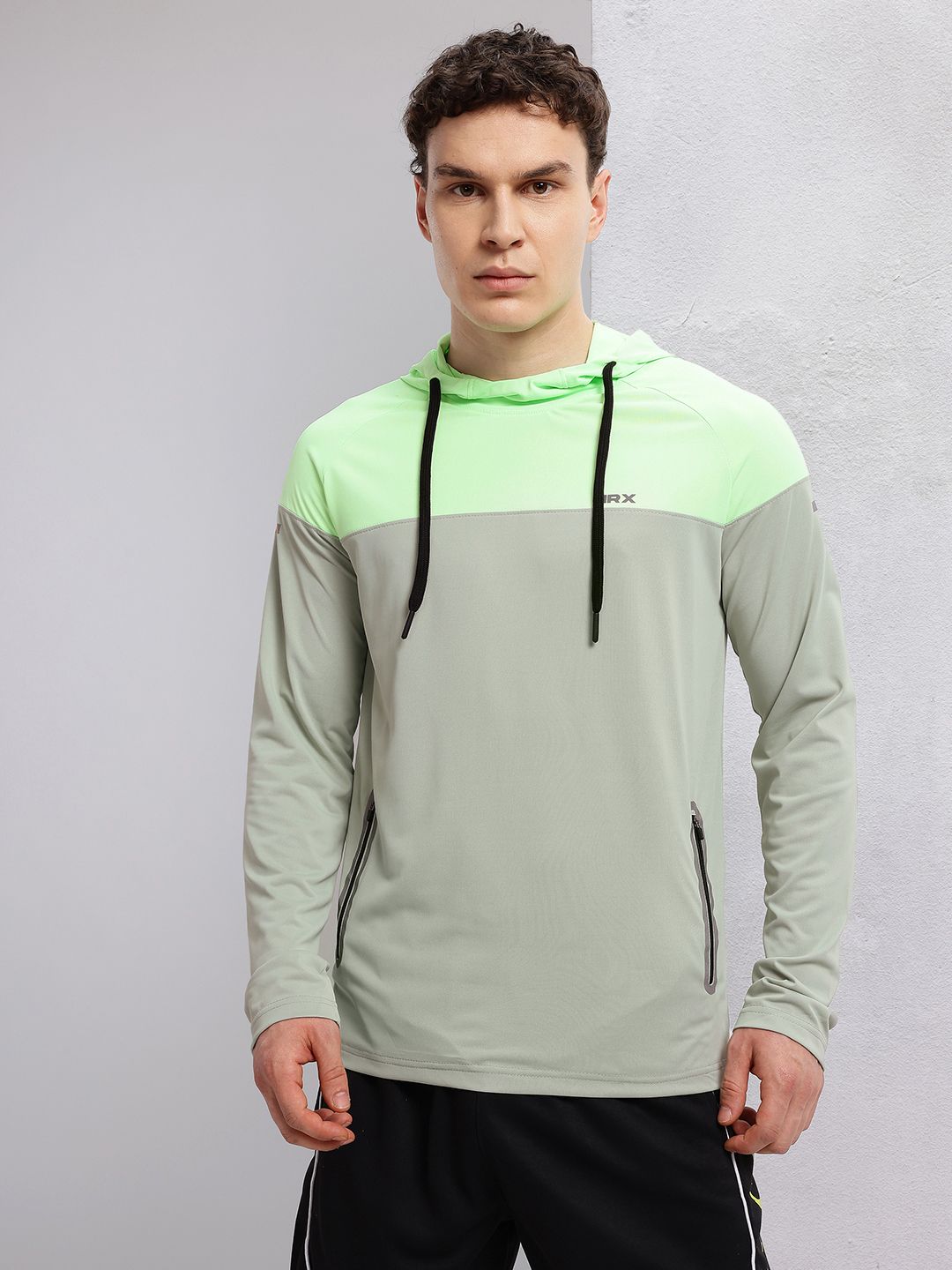 HRX by Hrithik Roshan Colourblocked Hooded Rapid-Dry Running T-shirt