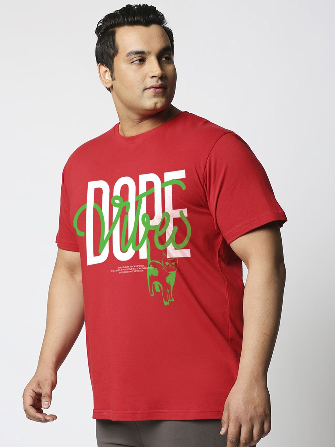 Bewakoof Plus Men Typography Printed Round Neck Cotton T-shirt