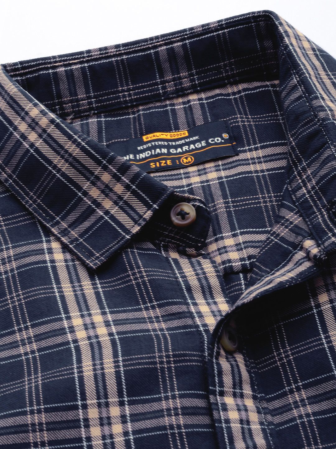 The Indian Garage Co Men Navy Blue Checked Casual Shirt