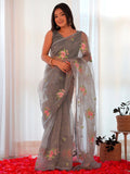 Saree mall Floral Embroidered Organza Sarees