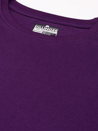 DILLINGER Women Purple Solid Pure Cotton Oversized T-shirt