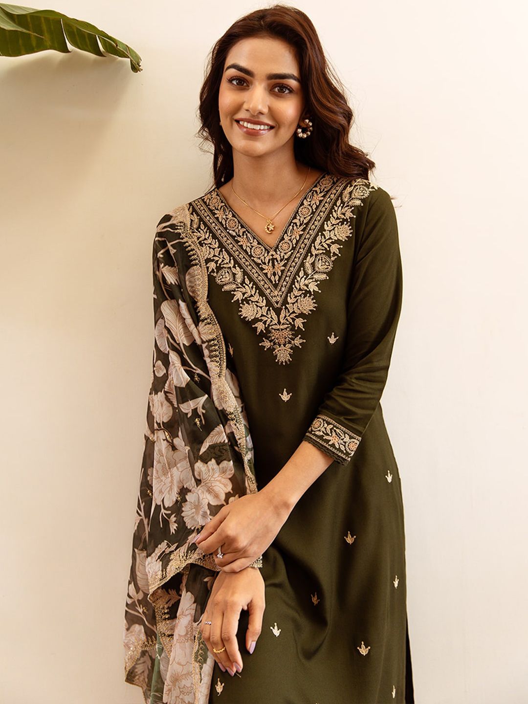 Indo Era Ethnic Motifs Embroidered Regular Thread Work Kurta with Salwar & With Dupatta