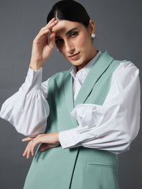 SASSAFRAS worklyf Double Breasted Sleeveless Longline Blazer