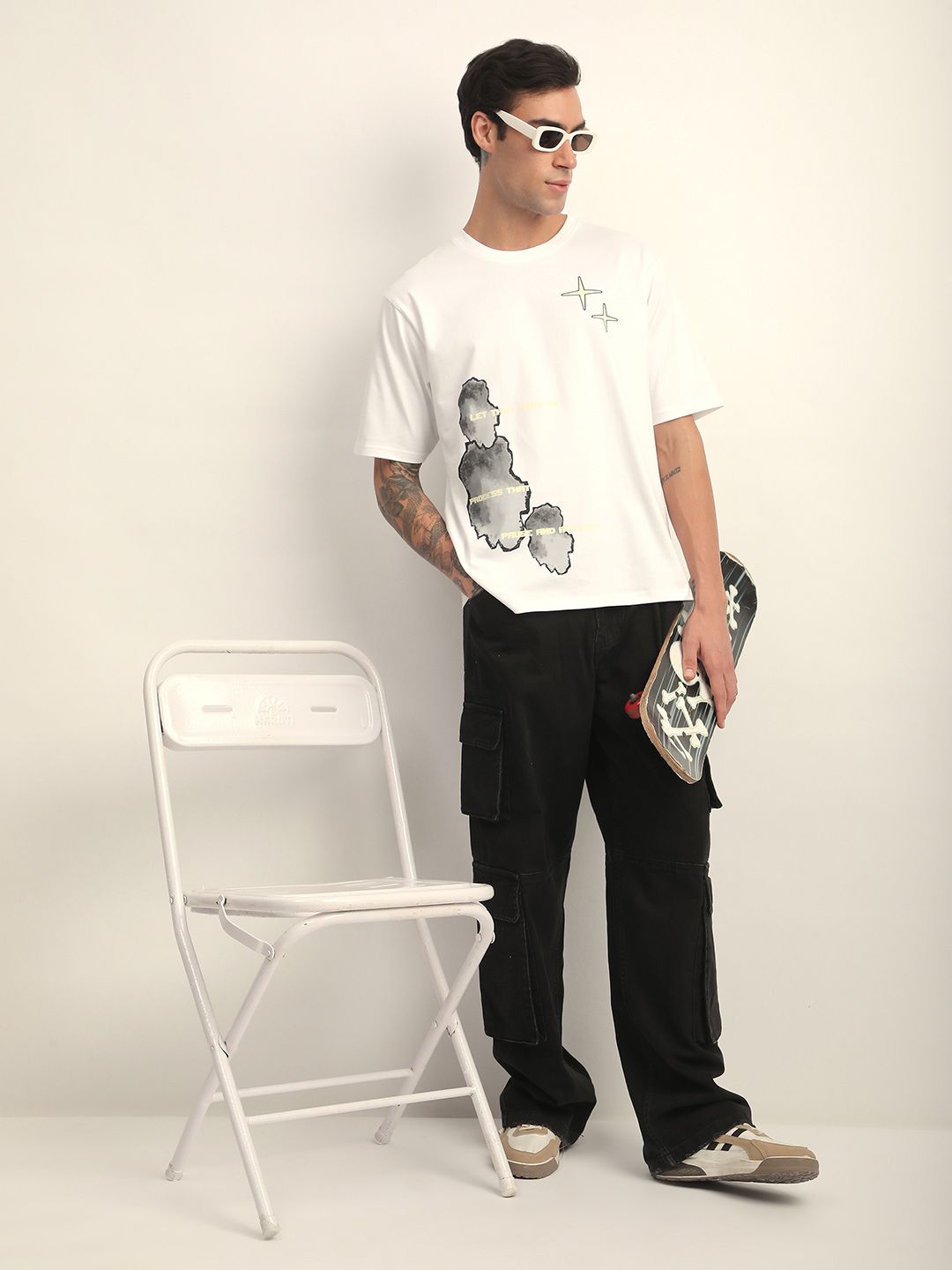 Difference Of Opinion Men Short Sleeve Oversized Crew Neck Printed Tshirt