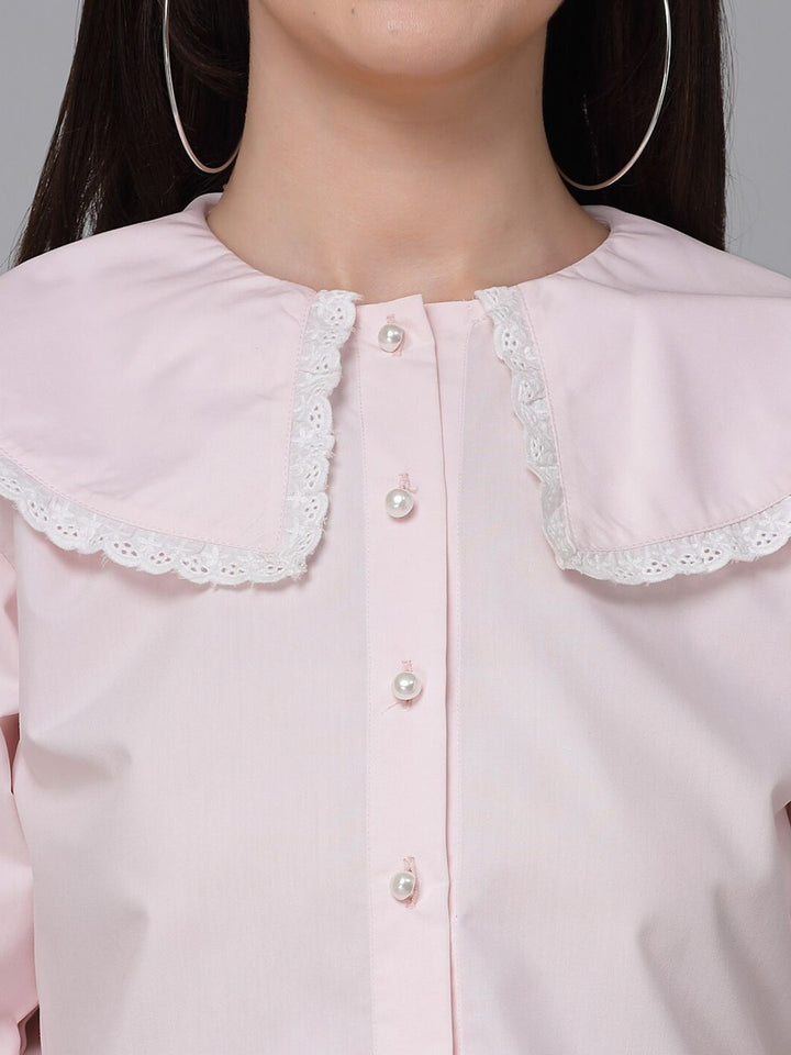 Style Quotient Pink Puff Sleeves Shirt Style Top