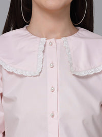 Style Quotient Pink Puff Sleeves Shirt Style Top