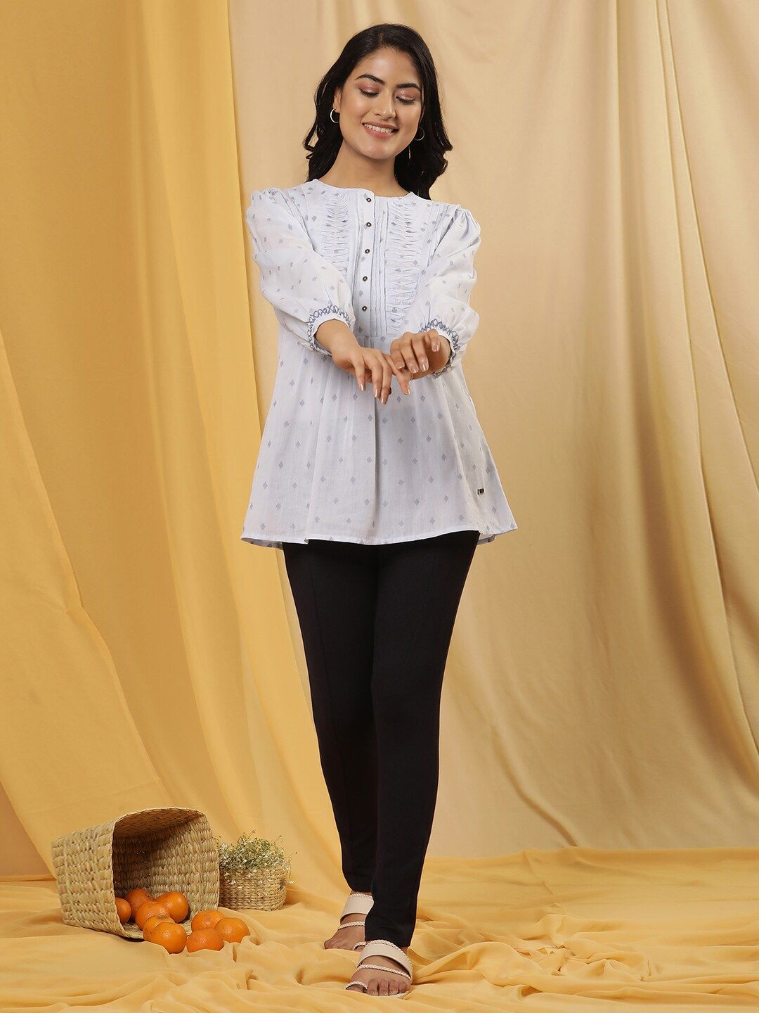 W Geometric Self Design Cotton Top