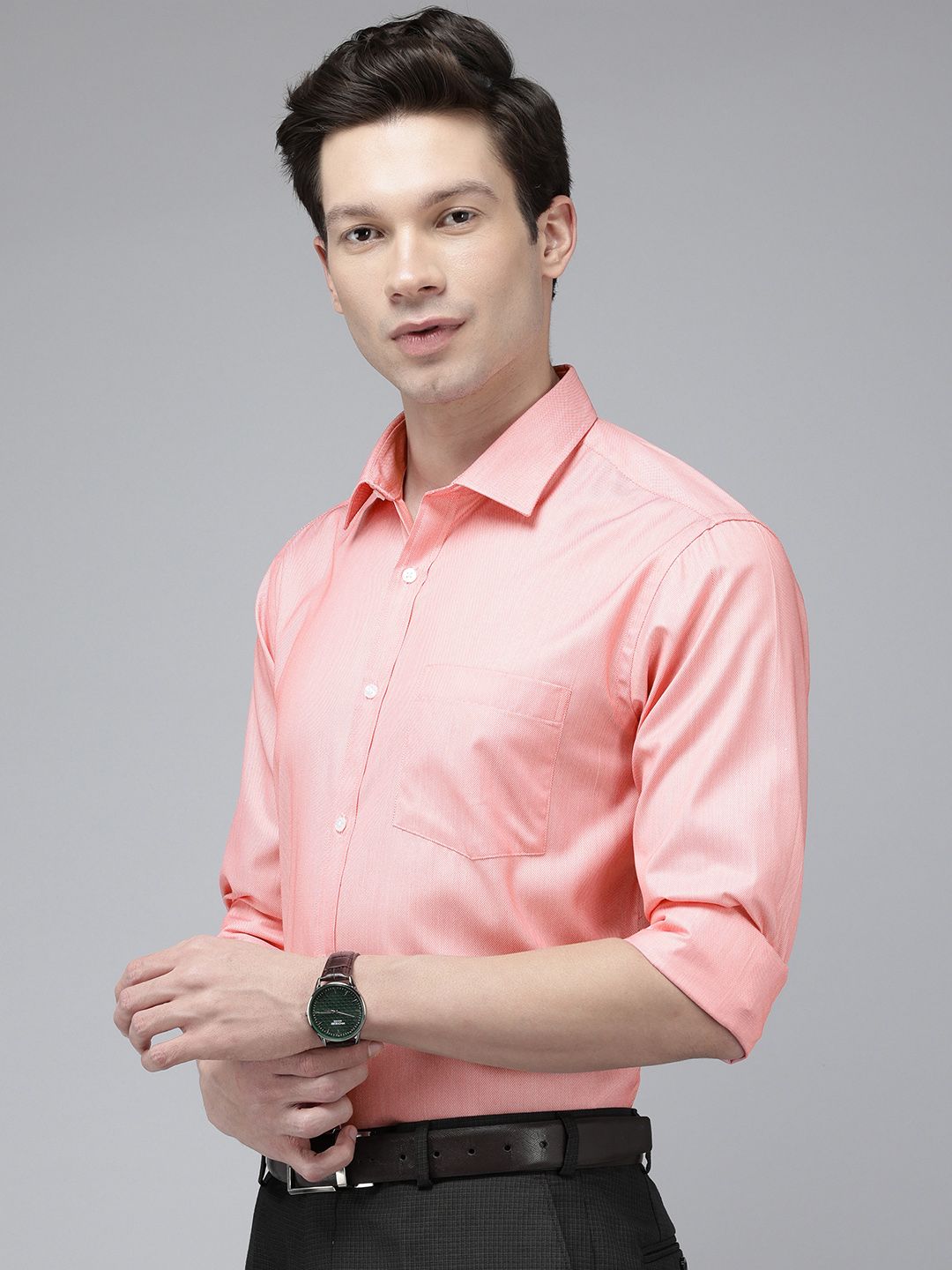 Park Avenue Self Design Slim Fit Textured Formal Shirt